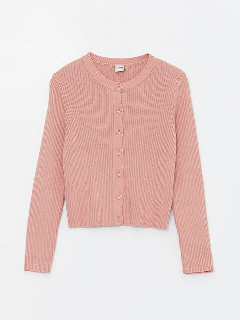 LCW Kids Bisiklet Yaka Uzun Kollu Kız Çocuk Triko Hırka - S44570Z4-GD6