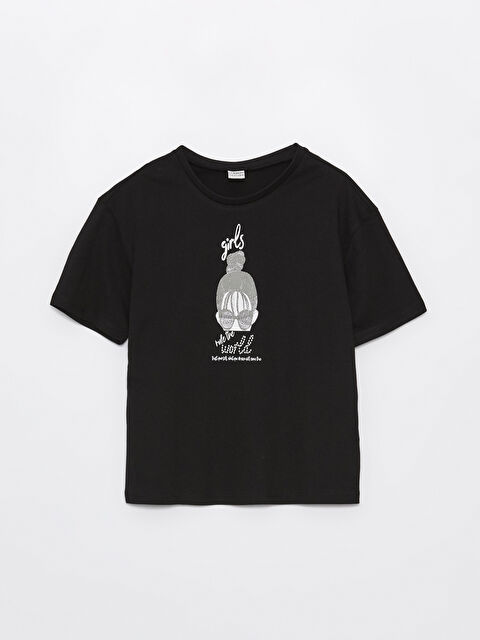 LCW Kids Majica sa okruglim izrezom, štampana, kratkih rukava za devojčice - S44598Z4-CVL