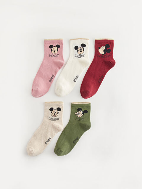 LCW DREAM Mickey Mouse Baskılı Kadın Soket Çorap 5'li - S44613Z8-GDD