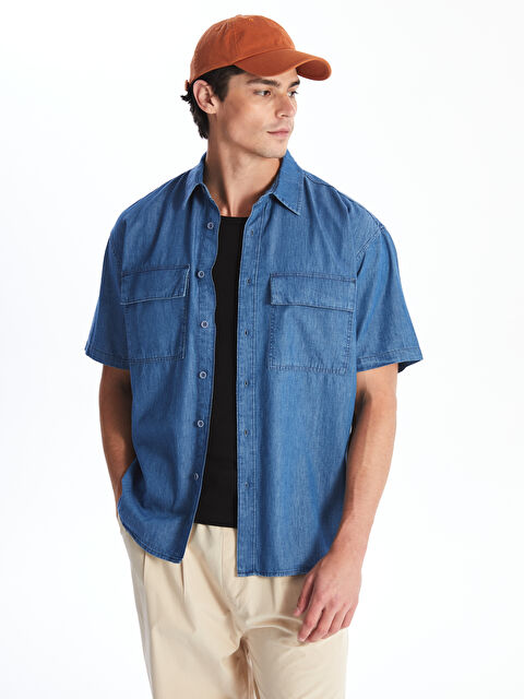 LCW Jeans Rahat Kalıp Kısa Kollu Erkek Jean Gömlek