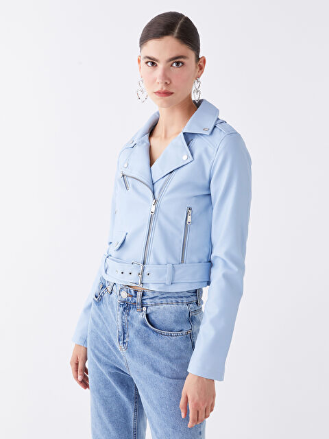 LCW Vision Jachetă din Piele Ecologică Simplă cu Guler Biker pentru Femei