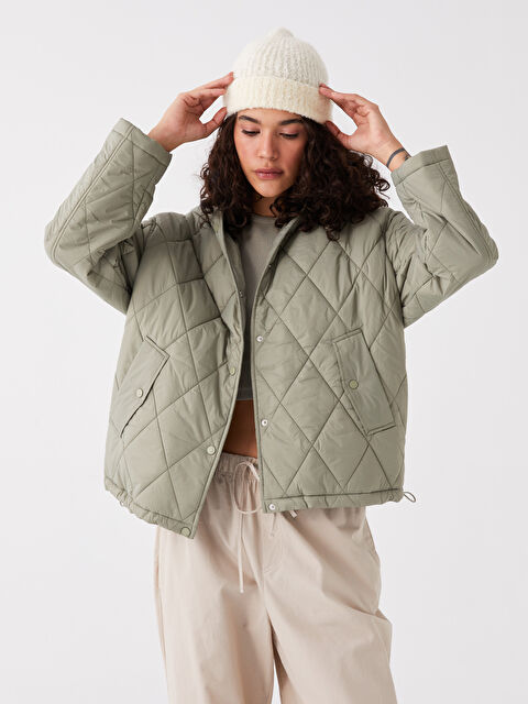 XSIDE Kapüşonlu Kapitone Oversize Kadın Mont - S44998Z8-KEL