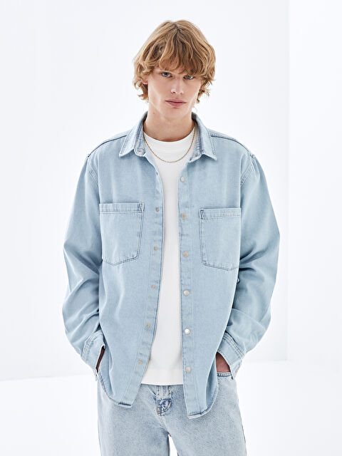 LCW Jeans Rahat Kalıp Uzun Kollu Erkek Jean Gömlek - S45042Z8-311