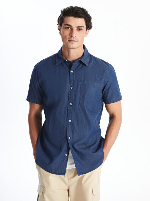 LCW Jeans Regular Fit Kısa Kollu Erkek Jean Gömlek