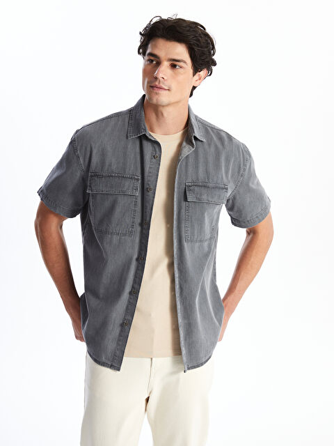 LCW Jeans Rahat Kalıp Kısa Kollu Erkek Jean Gömlek - S45068Z8-GRD