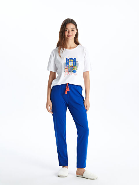 LCW DREAM Bisiklet Yaka Baskılı Kısa Kollu Kadın Pijama Takımı - S45077Z8-HSJ