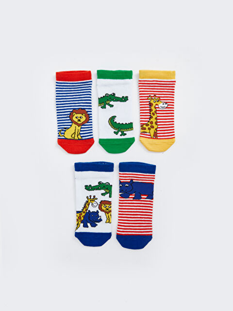 LCW Kids Desenli Erkek Çocuk Patik Çorap 5'li - S45087Z4-K00