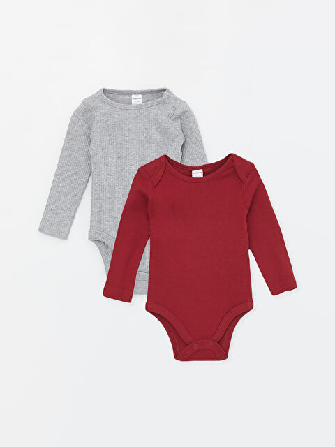 LCW baby بدلة الجسم كول مدور كم طويل بسيط بيبي بوي سناب سناب جوج ديال الباكات - S45116Z1-HQG