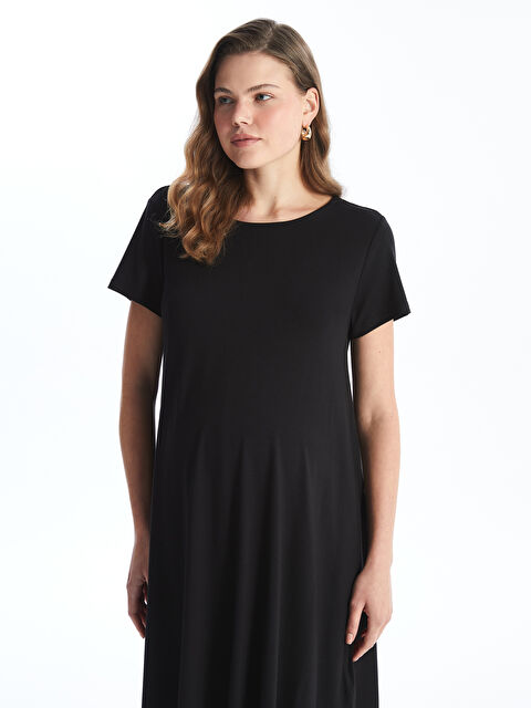 LCWAIKIKI Maternity Bisiklet Yaka Düz Kısa Kollu Hamile Elbise - S45117Z8-CVL