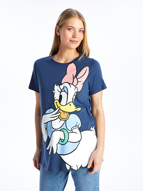LCWAIKIKI Maternity Crew Neck Daisy Duck Printed Short Sleeve Maternity T-Shirt - S45151Z8-HSD