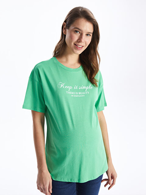 LCWAIKIKI Maternity T-shirt de maternité oversize à manches courtes imprimé col rond - S45160Z8-SX4