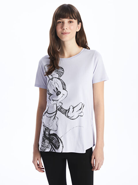 LCWAIKIKI Maternity Tricou gravide cu mânecă scurtă, imprimat Minnie Mouse, guler rotund - S45166Z8-G7S