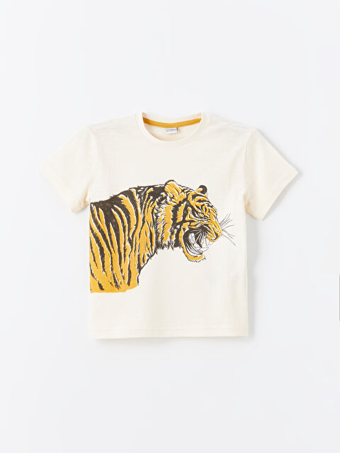LCW Kids Crew Neck Printed Short Sleeve Boys' T-Shirt - S45179Z4-FDP