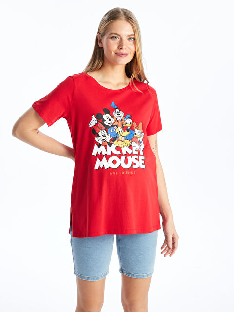 LCWAIKIKI Maternity Crew Neck Mickey and Friends Printed Short Sleeve Maternity T-Shirt - S45181Z8-HC3