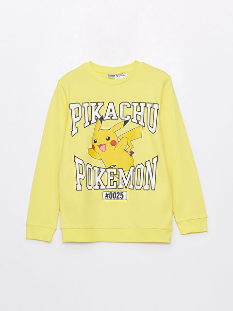 LCW Kids Crew Neck Pikachu Printed Long Sleeve Boys' T-Shirt - S45353Z4-FTL