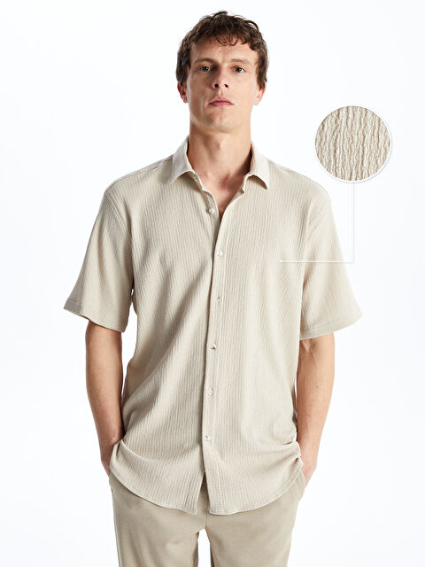 LCW Vision Regular Fit Short Sleeve Men's Textured Shirt - S45687Z8-FHL