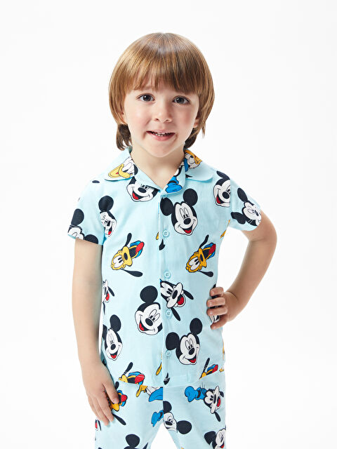 LCW baby یه‌خه‌ی پۆڵۆ قۆڵ كورت چاپی مینی ماوس سێتی بیجامەی منداڵانی کوڕ - S45748Z1-LQK