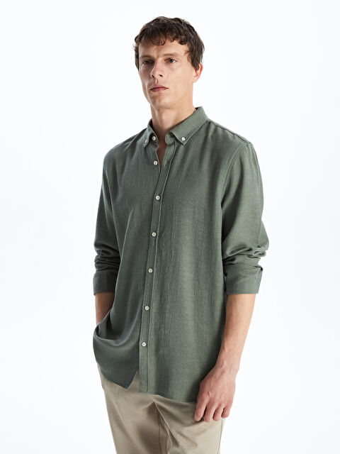 LCW Vision Slim Fit Long Sleeve Dobby Men's Shirt - S45832Z8-SYJ