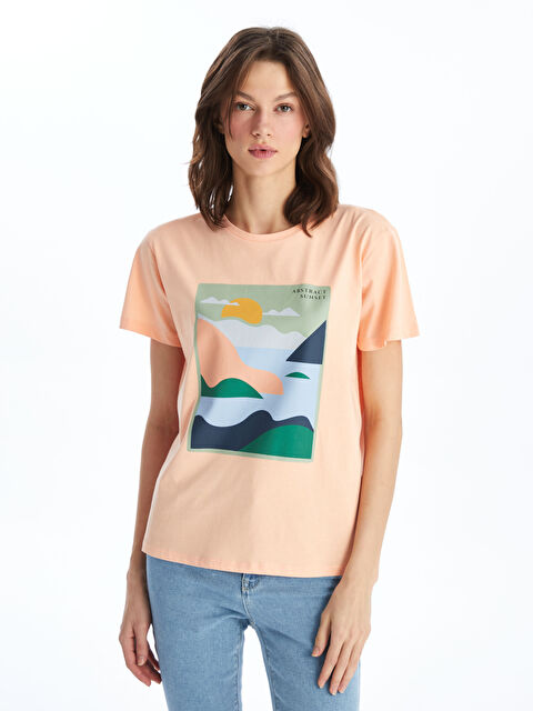 LCW Vision Crew Neck Printed Short Sleeve Women's T-Shirt - S46017Z8-G0E