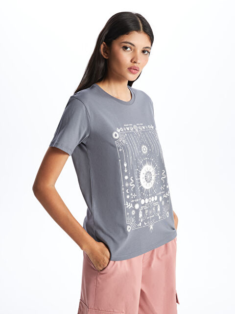 LCW Vision Crew Neck Printed Short Sleeve Women's T-Shirt