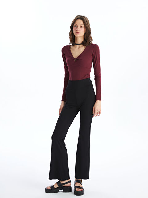 LCW Vision Beli Lastikli İspanyol Paça Kadın Tayt Pantolon