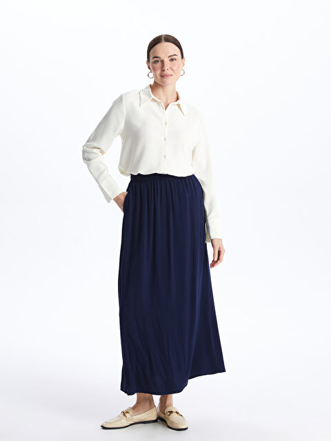 LCW Grace Women's Elasticated Waist Plain Skirt - S46178Z8-E1J