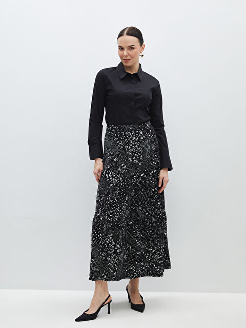 LCW Grace Beli Lastikli Desenli A Kesim Kadın Etek