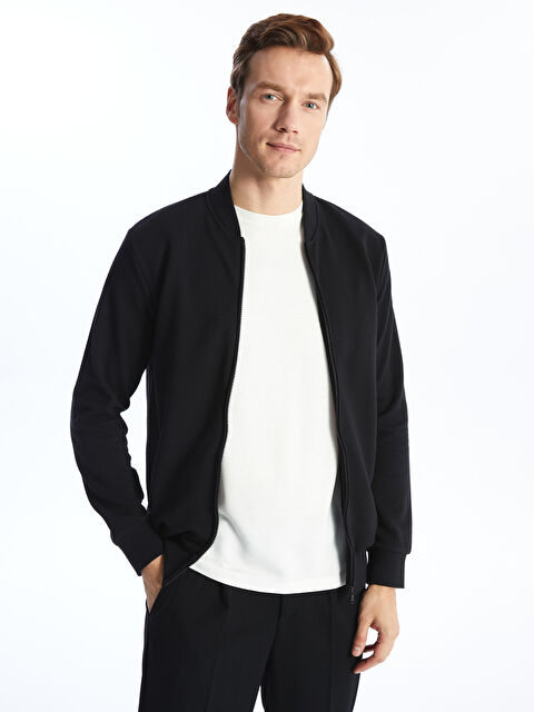 LCWAIKIKI Classic Kolej Yaka Uzun Kollu Erkek Fermuarlı Sweatshirt - S46190Z8-CVL