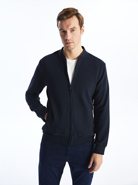 LCWAIKIKI Classic Kolej Yaka Uzun Kollu Erkek Fermuarlı Sweatshirt - S46190Z8-RFH