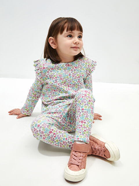 LCW Kids Crew Neck Long Sleeve Floral Pattern Baby Girls' T-Shirt - S46212Z1-LRA