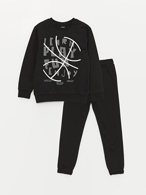 LCW Kids Crew Neck Printed Long Sleeve Boys' Sweatshirt and Tracksuit Bottoms - S46305Z4-CVL