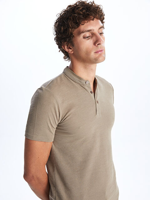 LCWAIKIKI Classic Grandad Collar Short Sleeve Men's T-Shirt - S46321Z8-G8H