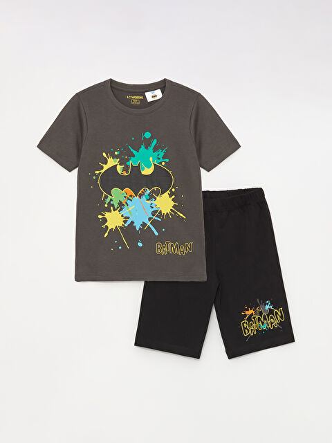 LCW Kids Crew Neck Batman Printed Short Sleeve Boys Shorts Pyjamas Set - S46430Z4-R34
