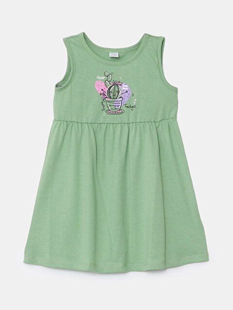 LCW Kids Crew Neck Printed Girls' Jersey Dress - S46442Z1-FJB