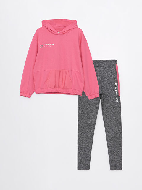 LCW Kids Baskılı Uzun Kollu Kız Çocuk Hoodie ve Tayt - S46450Z4-GUD
