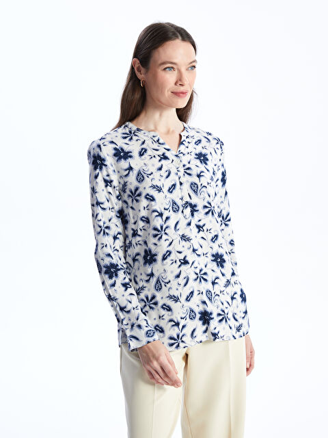 LCW Grace Notch Neck Floral Long Sleeve Women's Blouse - S46474Z8-LQQ