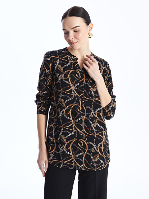 LCW Grace بلوزی قۆڵ درێژی ژنانەی نەخشدار یەخە کونجدار - S46475Z8-LQJ