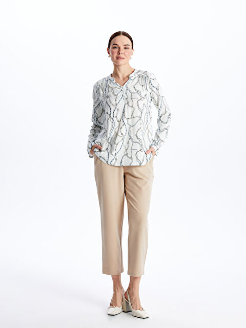 LCW Grace Beli Lastikli Standart Fit Kadın Pantolon - S46504Z8-FHL