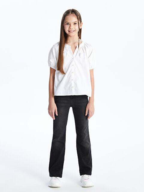 LCW Kids Beli Ayarlanabilir Lastikli Kız Çocuk Jean Pantolon - S46518Z4-326