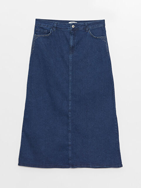 LCW Grace Standart Fit Taşlı Kadın Jean Etek - S46534Z8-563