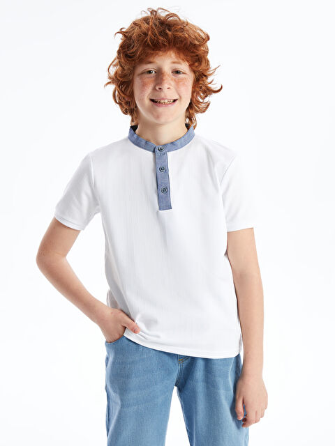 LCW Kids Grandad Collar Short Sleeve Boys' T-Shirt - S46540Z4-R9K