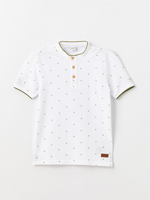 LCW Kids Grandad Collar Printed Short Sleeve Boys' T-Shirt - S46549Z4-LU8