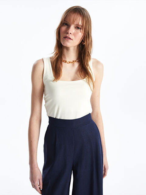 LCW Vision Women's Square Collar Plain Tank Top - S46619Z8-FEQ