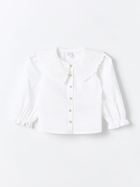 LCW Kids قميص طويل الكم بياقة بيتر بان مكشكش للبنات الرضع - S46669Z1-FES