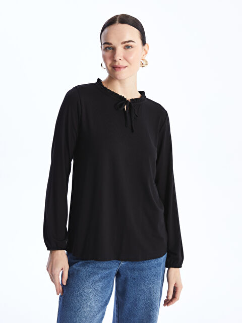 LCW Grace Bağlamalı Yaka Düz Uzun Kollu Kadın Bluz - S46676Z8-CVL