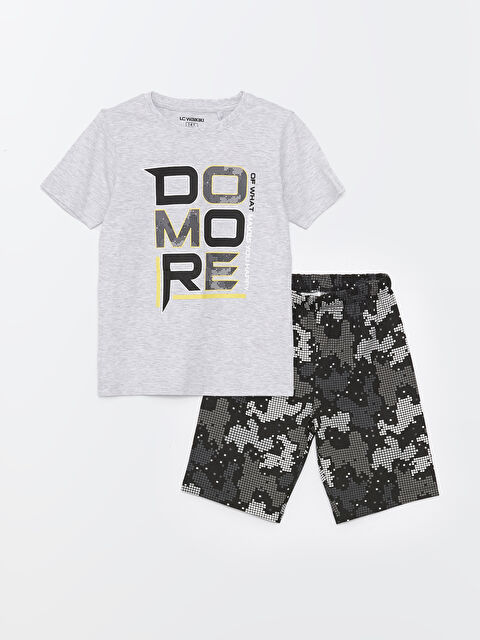 LCW Kids Okrugli izrez Štampano Kratki rukav Dečji Kratka pidžama komplet - S46703Z4-LAK