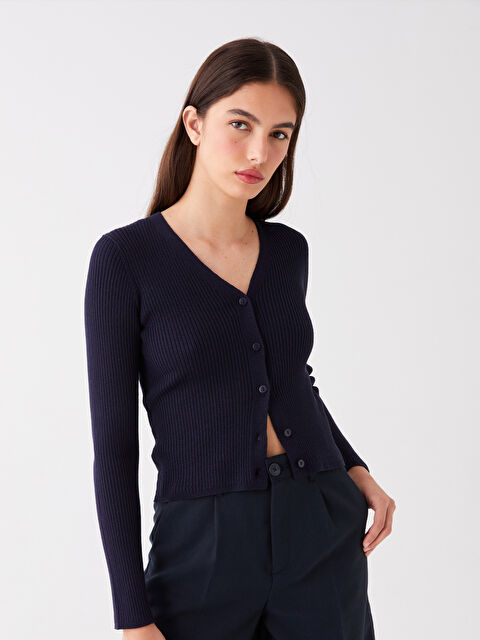 LCW Vision V Neck Women's Knitwear Cardigan - S46726Z8-HFH