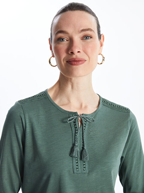 LCW Grace Bağlamalı Yaka Nakışlı Uzun Kollu Kadın Bluz - S46741Z8-GQQ