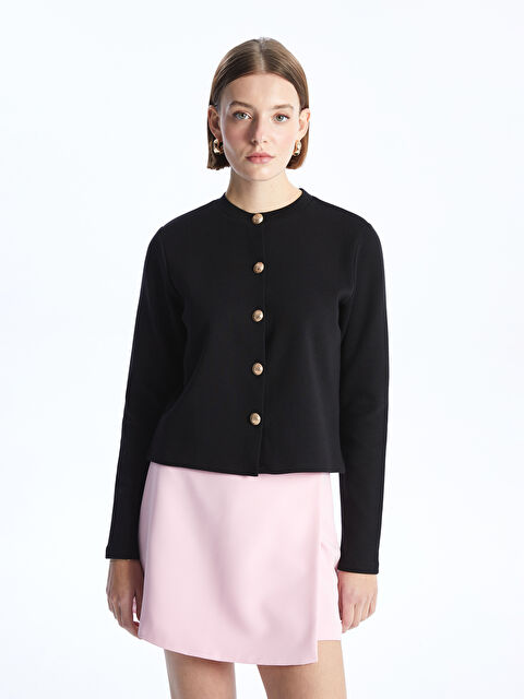 LCW Vision Crew Neck Plain Long Sleeve Women's Cardigan - S46753Z8-CVL