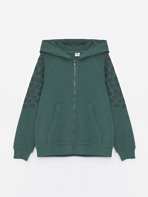 LCW Kids Hooded Printed Long Sleeve Boys' Zippered Sweatshirt